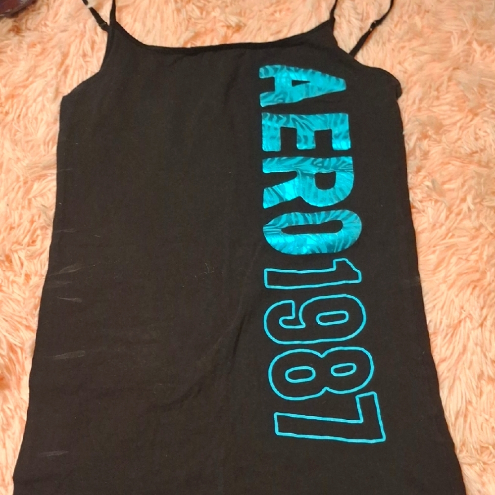 Black Tank Top with Blue Graphic